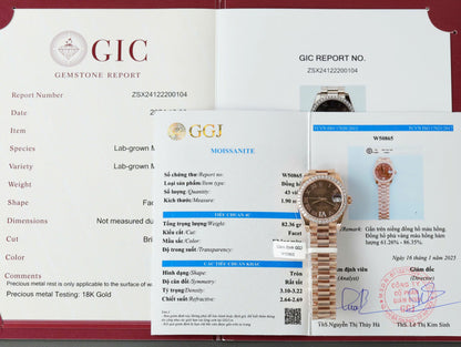 Rolex DateJust Women’s Copies Watch Diamonds Moissanite + 18K Gold Wrapped 31mm