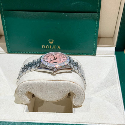 Rolex DateJust Replica Watch Moissanite Diamond Pink Dial 31mm Clone