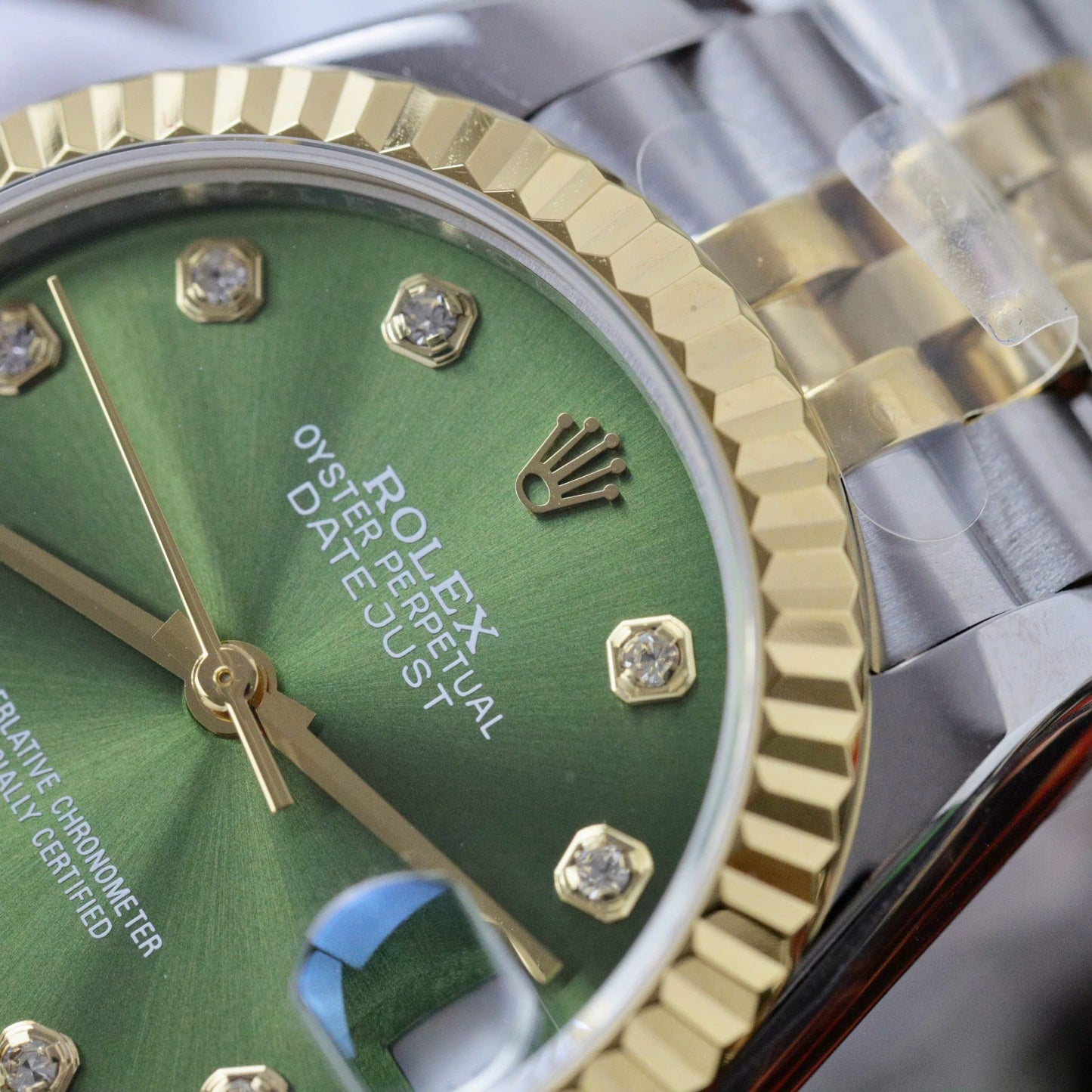Rolex DateJust Fake Watches Green Dial Jubilee Strap 31mm Clone