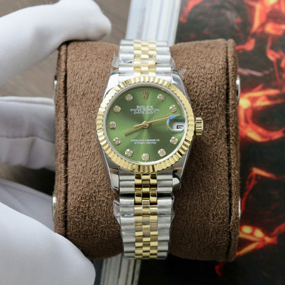 Rolex DateJust Fake Watches Green Dial Jubilee Strap 31mm Clone