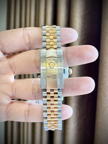 Rolex Replica Watches DateJust Black Dial Gold Wrapped GM Factory 36mm