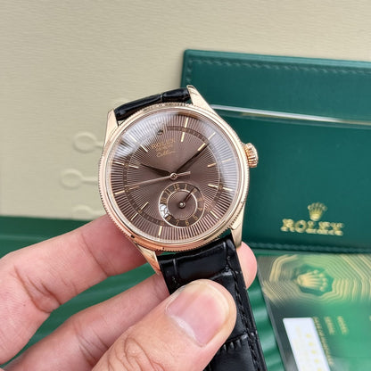 Rolex Cellini 50525 Chocolate Dial Leather Strap 39mm Clone