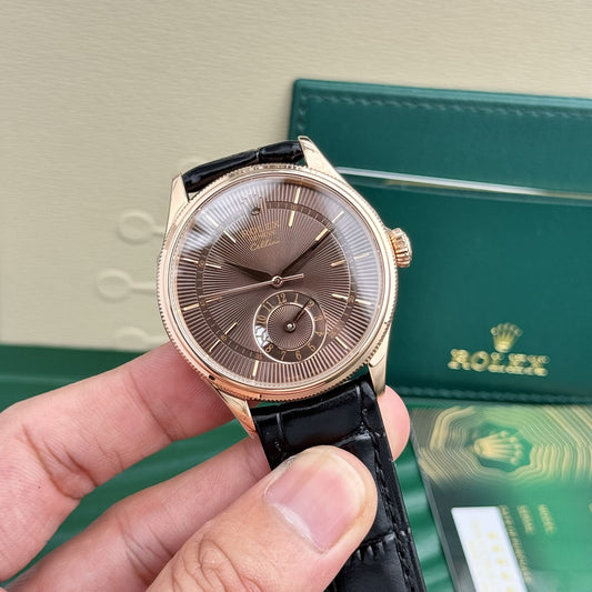 Rolex Cellini 50525 Chocolate Dial Leather Strap 39mm Clone