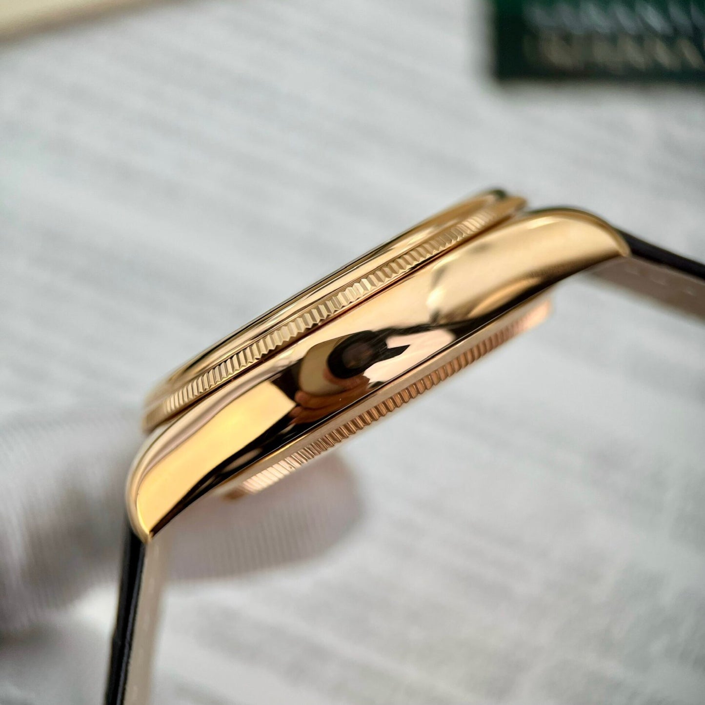Rolex Cellini Date 50515 Gold Wrapped Replica Watch Leather Strap 39mm