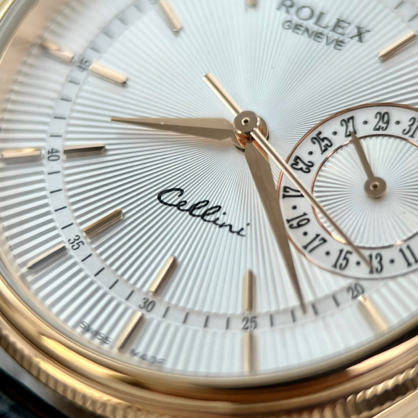 Rolex Cellini Date 50515 Gold Wrapped Replica Watch Leather Strap 39mm