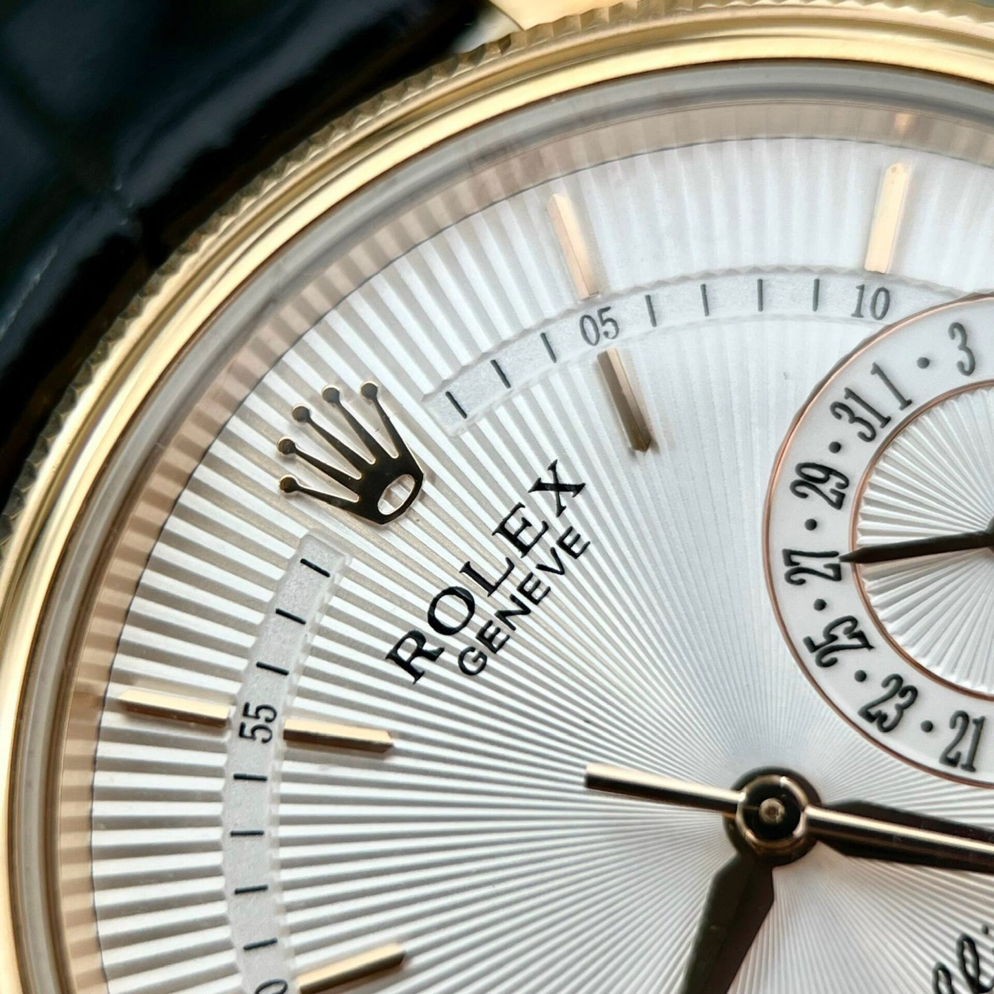 Rolex Cellini Date 50515 Gold Wrapped Replica Watch Leather Strap 39mm