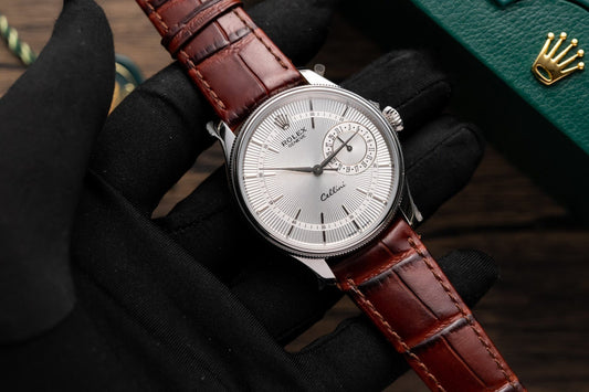 Rolex Replica Watch Cellini Date 50519 Brown Leather Strap 39mm