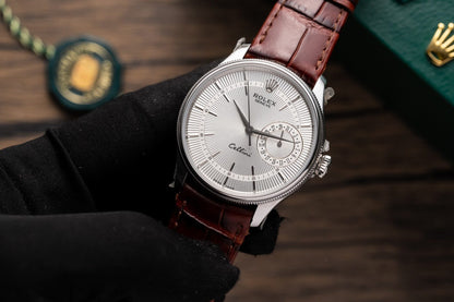 Rolex Replica Watch Cellini Date 50519 Brown Leather Strap 39mm