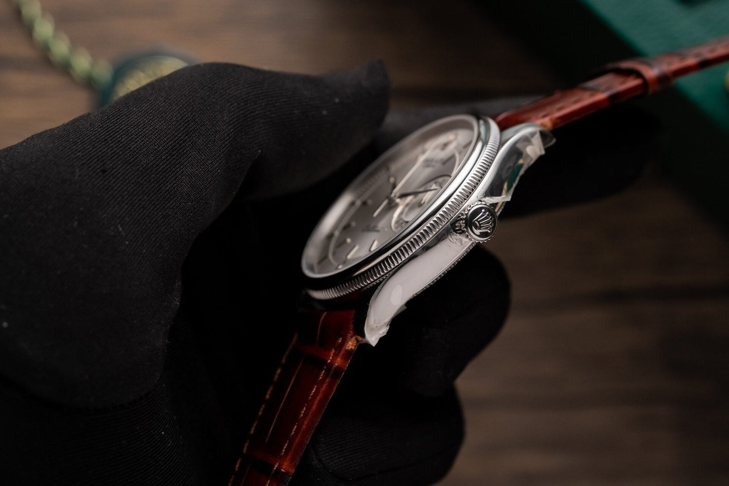 Rolex Replica Watch Cellini Date 50519 Brown Leather Strap 39mm