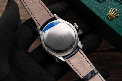 Rolex Replica Watch Cellini Date 50519 Blue Dial Leather Strap 39mm