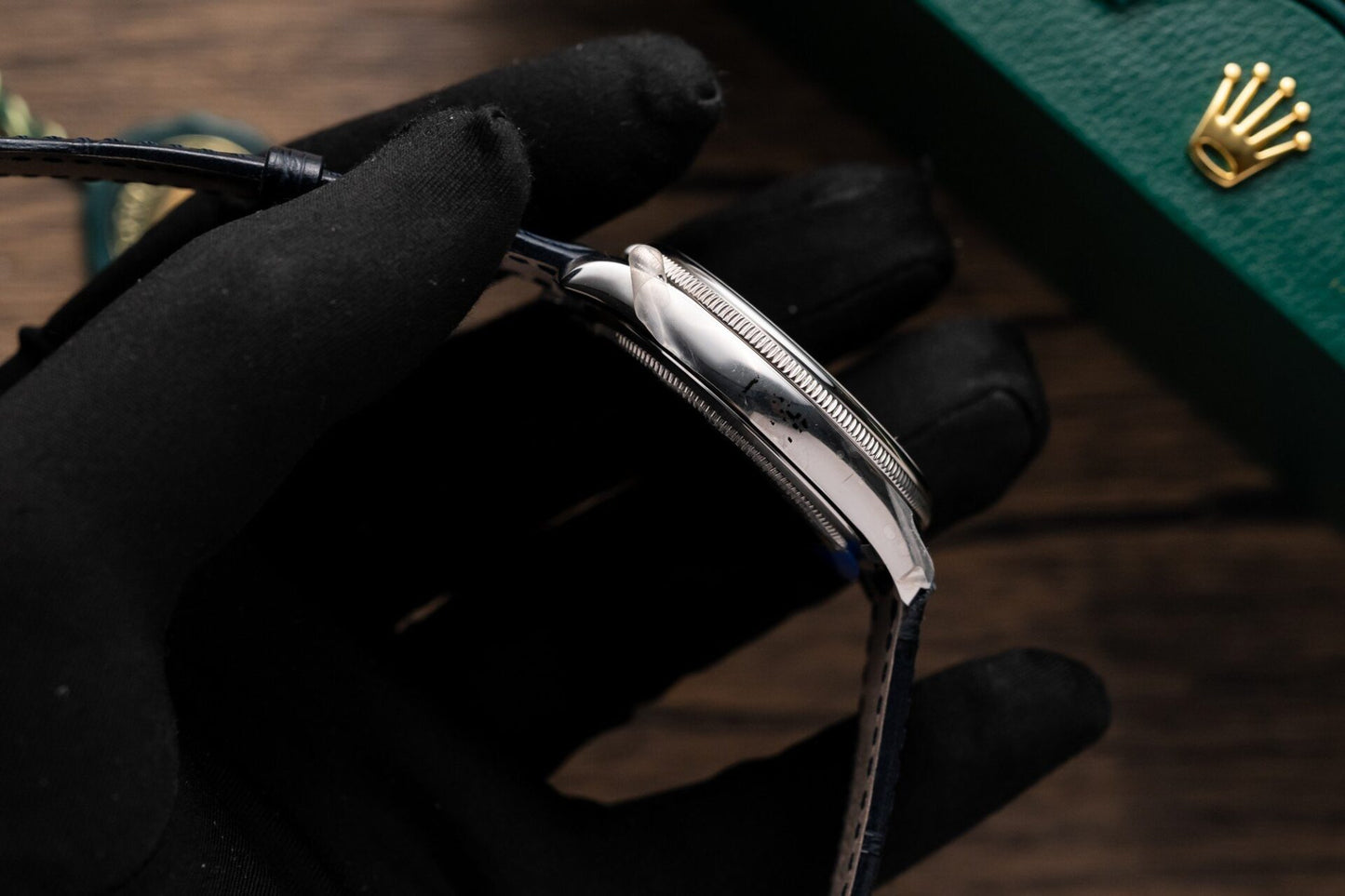 Rolex Replica Watch Cellini Date 50519 Blue Dial Leather Strap 39mm