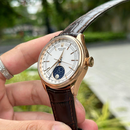 Rolex Replica Watch Cellini Moonphase 50535 Leather Strap 39mm