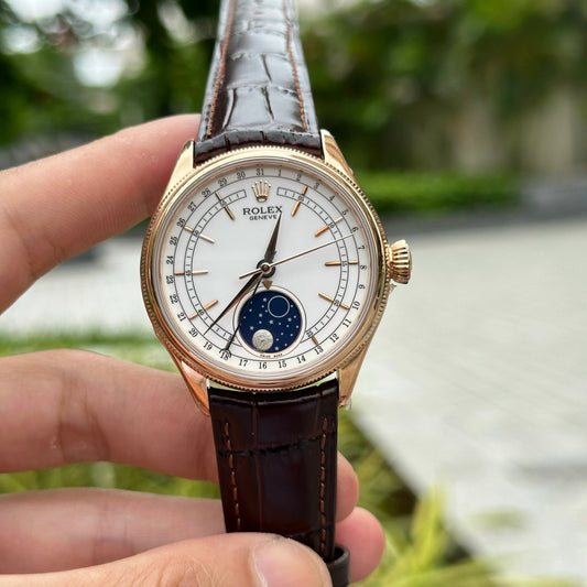 Rolex Replica Watch Cellini Moonphase 50535 Leather Strap 39mm