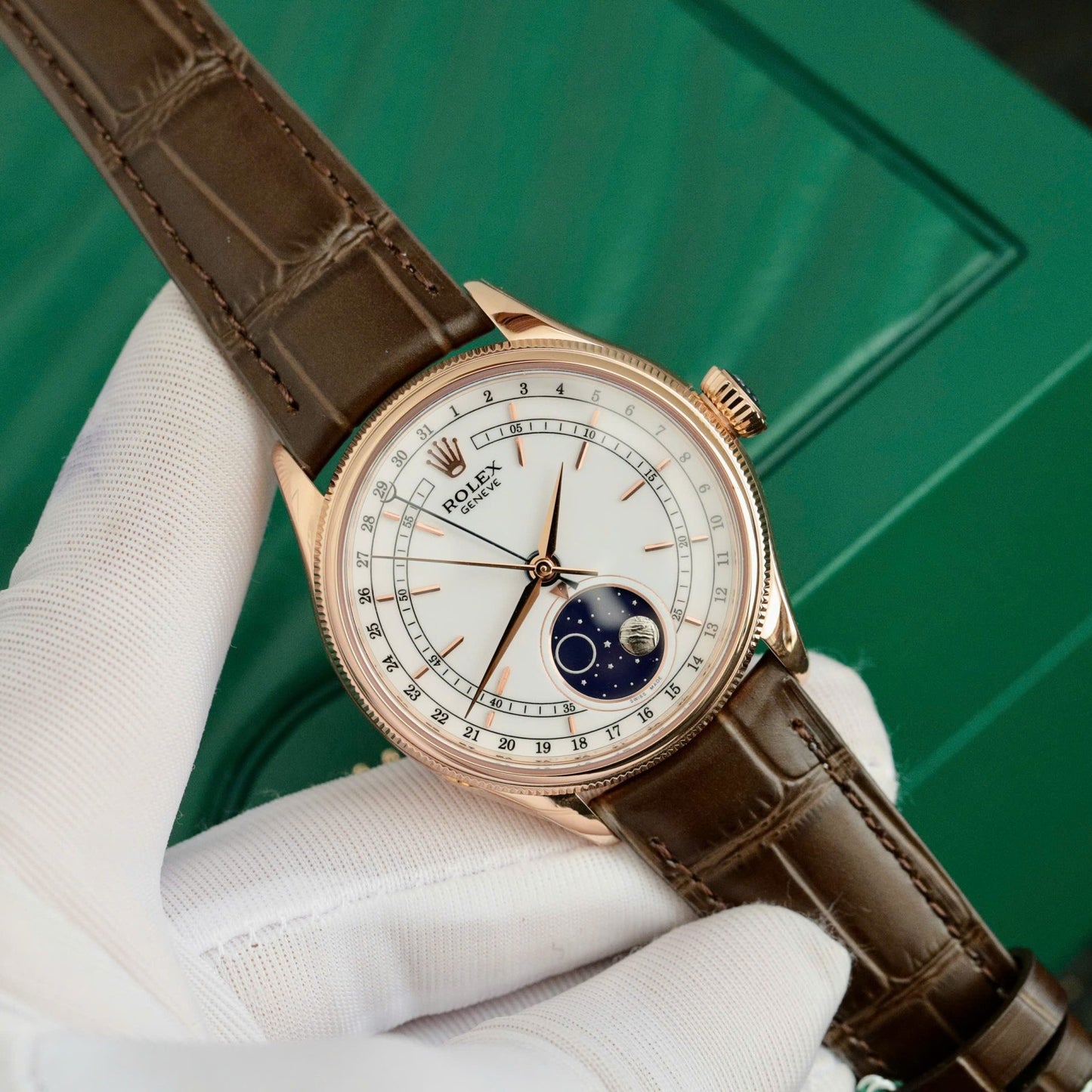 Rolex Cellini Moonphase 50535 Replica Watch Leather Strap 39mm