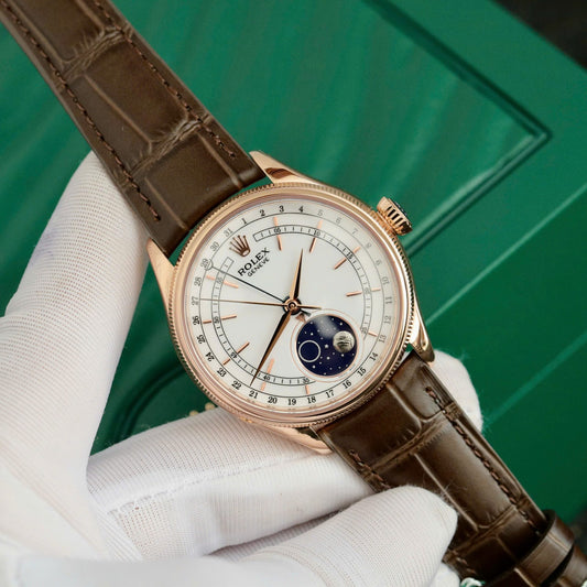 Rolex Cellini Moonphase 50535 Replica Watch Leather Strap 39mm