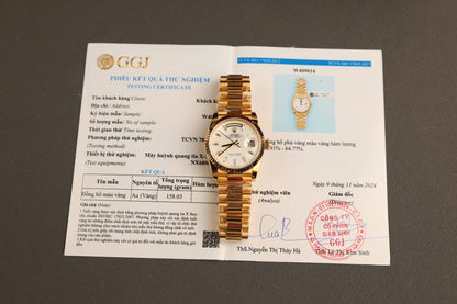 Rolex Day-Date Replica Watch Dial Mother Of Pearl Custom Gold Wrapped 36mm Clone