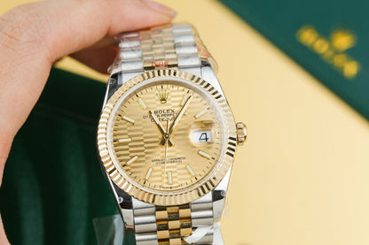 Rolex Best Replica Watch DateJust 126233 Yellow Champagne Fluted Dial Gold Wrapped  36mm Clone