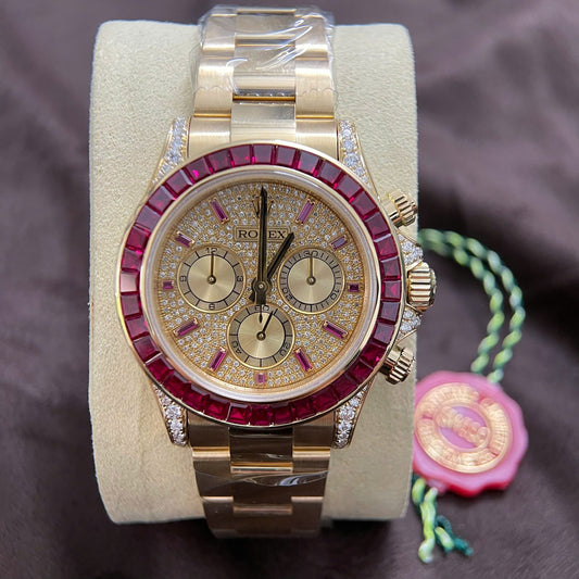 Rolex Cosmograph Daytona 126598TRU Replica Watch 18K Solid Gold + Ruby + Natural Diamonds 40mm Clone