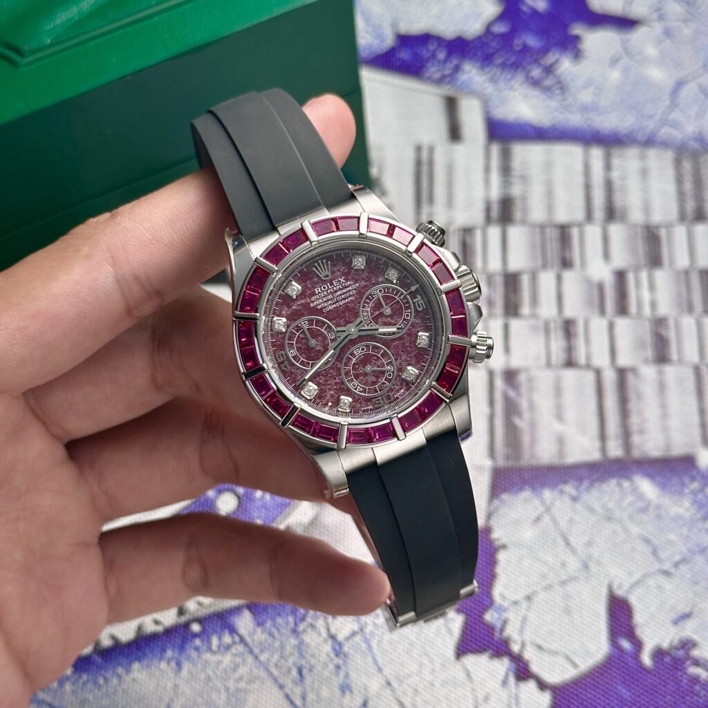 Rolex Best Replica Watch Daytona 116519 Dial Rubellite Rubber Strap 40mm Clone