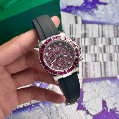 Rolex Best Replica Watch Daytona 116519 Dial Rubellite Rubber Strap 40mm Clone