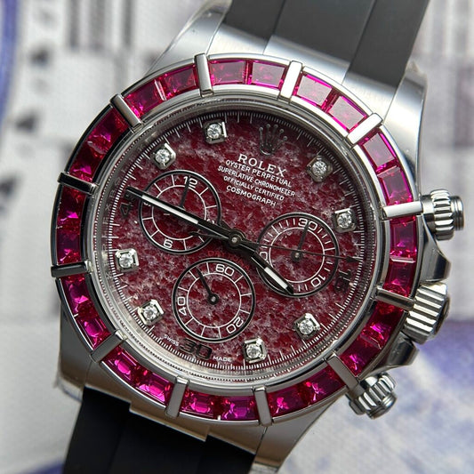 Rolex Best Replica Watch Daytona 116519 Dial Rubellite Rubber Strap 40mm Clone