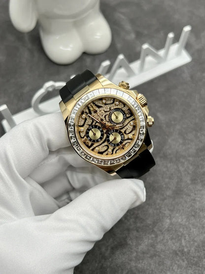Rolex Solid Gold Watch and Diamonds Daytona 116588TBR Eye Of Tiger 40mm Clone