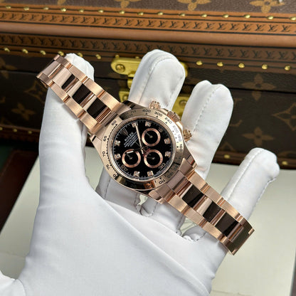 Rolex Cosmograph Daytona Dial Black Custom Gold Wrapped Replica Watch 40mm Clone