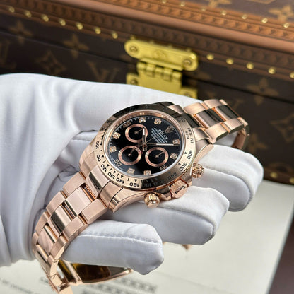Rolex Cosmograph Daytona Dial Black Custom Gold Wrapped Replica Watch 40mm Clone