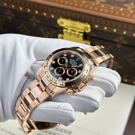 Rolex Cosmograph Daytona Dial Black Custom Gold Wrapped Replica Watch 40mm Clone
