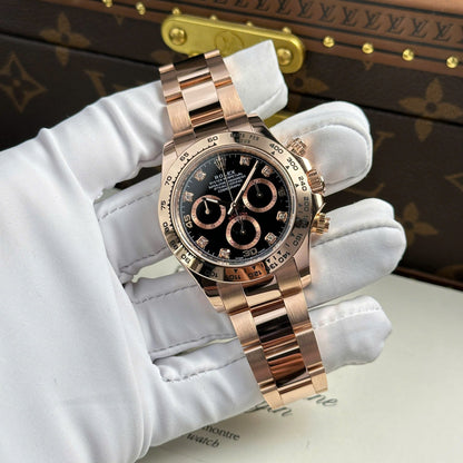 Rolex Cosmograph Daytona Dial Black Custom Gold Wrapped Replica Watch 40mm Clone