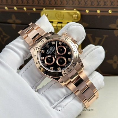 Rolex Cosmograph Daytona Dial Black Custom Gold Wrapped Replica Watch 40mm Clone