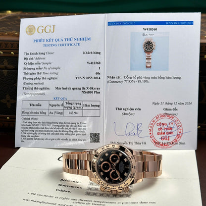 Rolex Cosmograph Daytona Dial Black Custom Gold Wrapped Replica Watch 40mm Clone