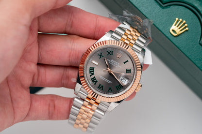 Rolex Best Replica Watch DateJust Rose Gold Wrapped Wimbledon Dial GM Factory 41mm