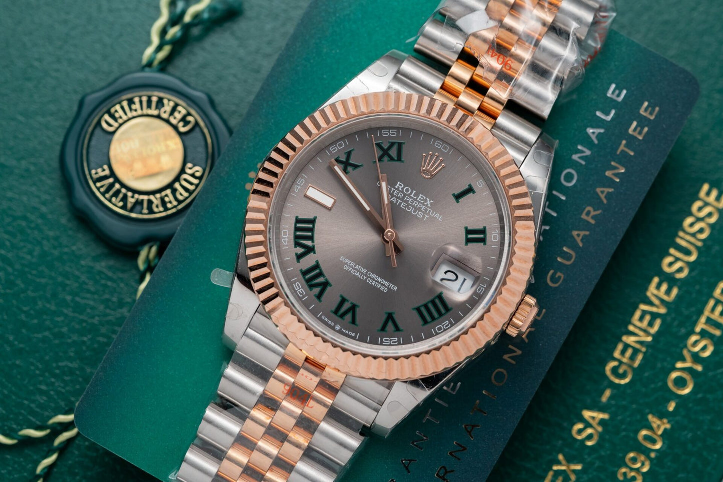 Rolex Best Replica Watch DateJust Rose Gold Wrapped Wimbledon Dial GM Factory 41mm