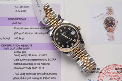 Rolex Best Replica Watches DateJust Gold Wrapped Black Dial 31mm Clone