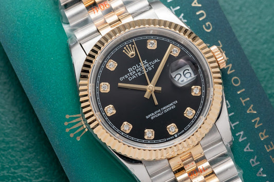 Rolex DateJust Black Dial Gold Wrapped Replica Watch GM Factory 36mm