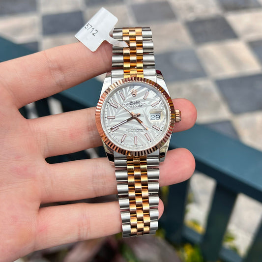 Rolex DateJust Replica Watch Palm Leaf Grey Dial GM Factory 36mm