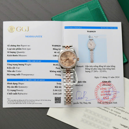 Rolex DateJust Replica Watch Custom Moissanite Diamonds Clean Factory 31mm