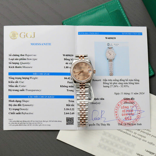 Rolex DateJust Replica Watch Custom Moissanite Diamonds Clean Factory 31mm
