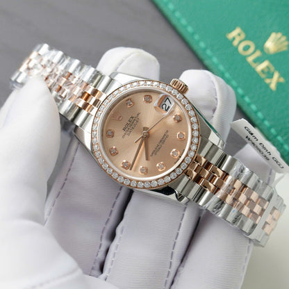 Rolex DateJust Replica Watch Custom Moissanite Diamonds Clean Factory 31mm