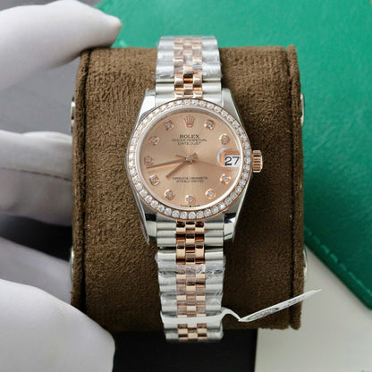 Rolex DateJust Replica Watch Custom Moissanite Diamonds Clean Factory 31mm