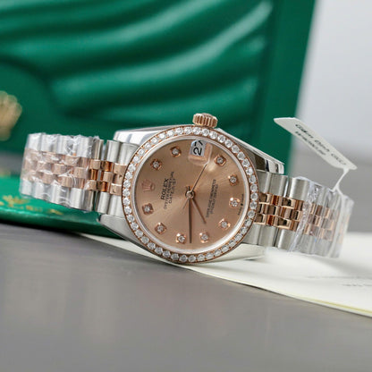 Rolex DateJust Replica Watch Custom Moissanite Diamonds Clean Factory 31mm