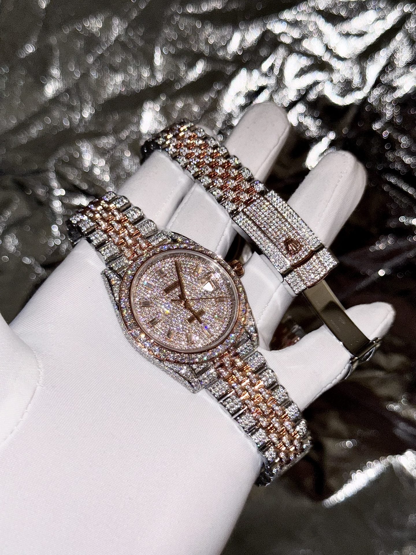 Rolex Replica Watch DateJust With Full Diamond Moissanite 41mm Clone