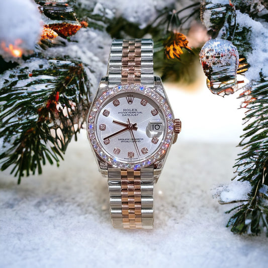 Rolex DateJust Moissanite Diamond White Dial Replica Watch Demi 31mm Clone
