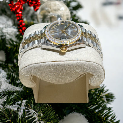 Rolex DateJust Moissanite Diamond Replica Watch Gray Dial 31mm Clone