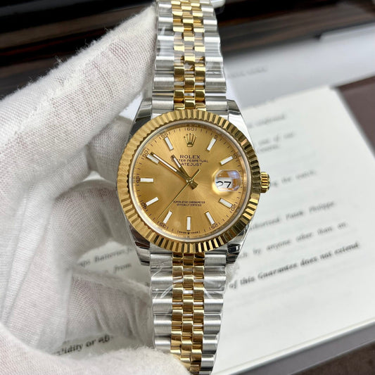 Rolex DateJust Replica Watch Yellow Dial EW Factory 36mm