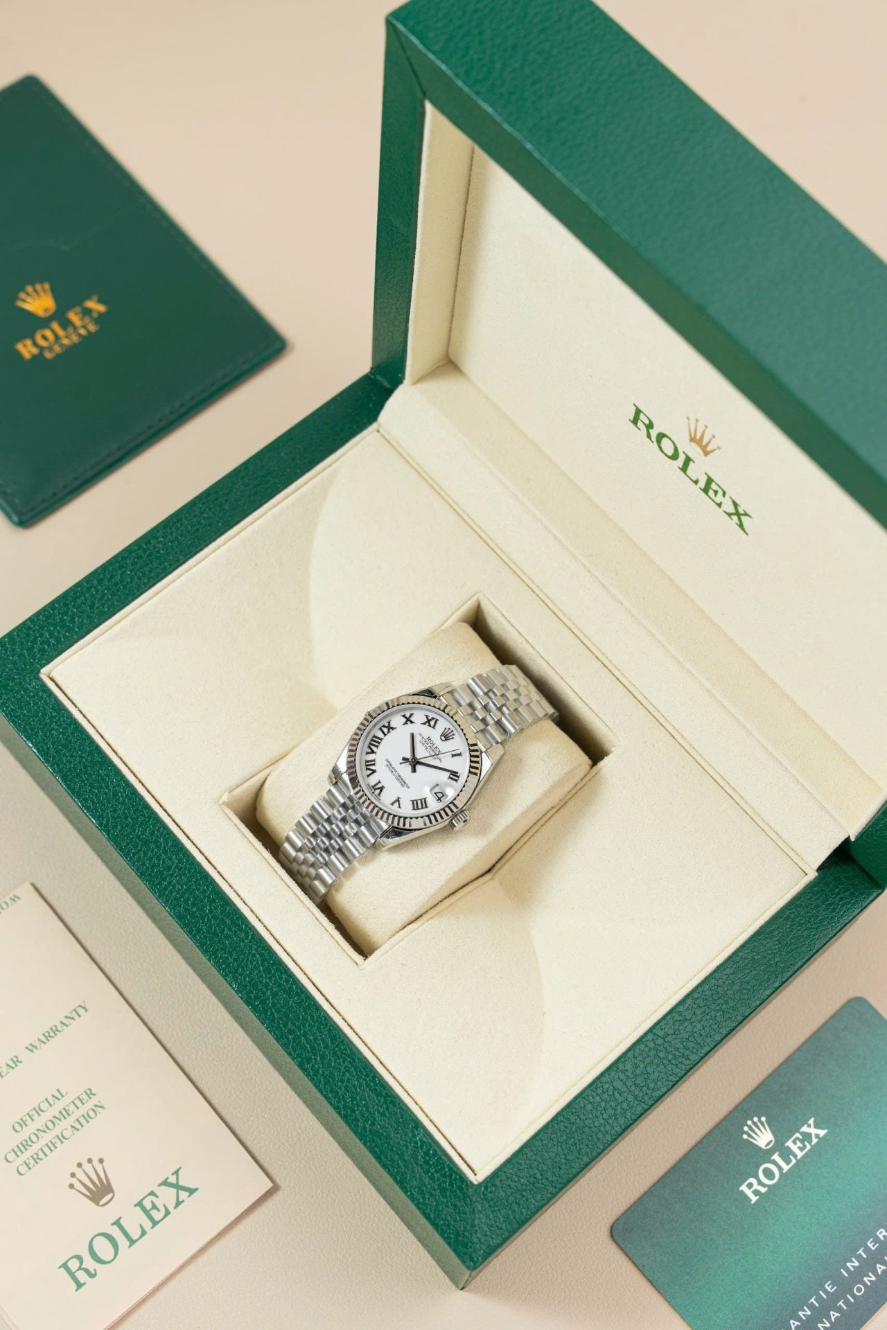 Rolex DateJust Lady Fake Watch White Dial Roman Numerals 31mm Clone