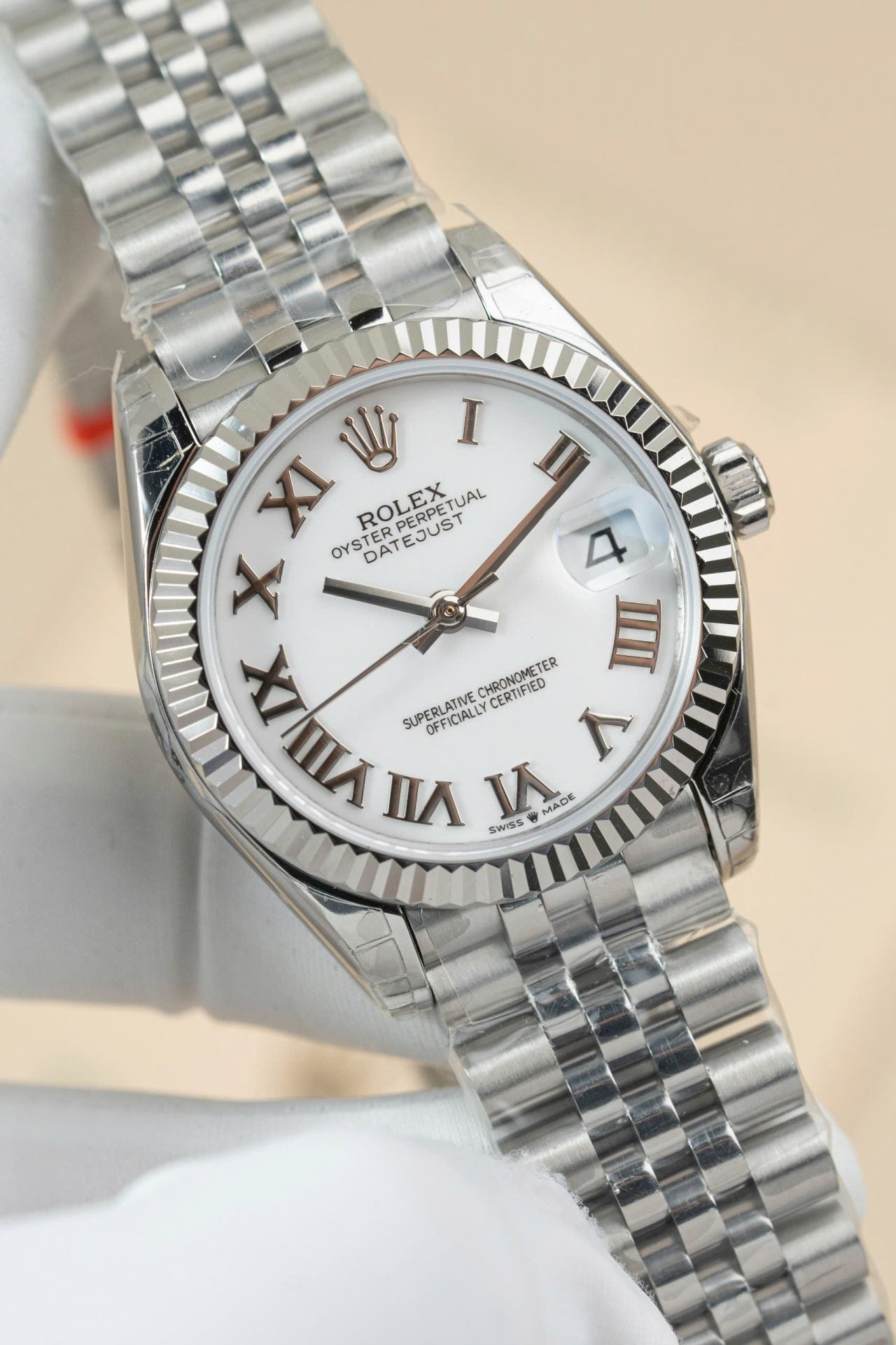 Rolex DateJust Lady Fake Watch White Dial Roman Numerals 31mm Clone