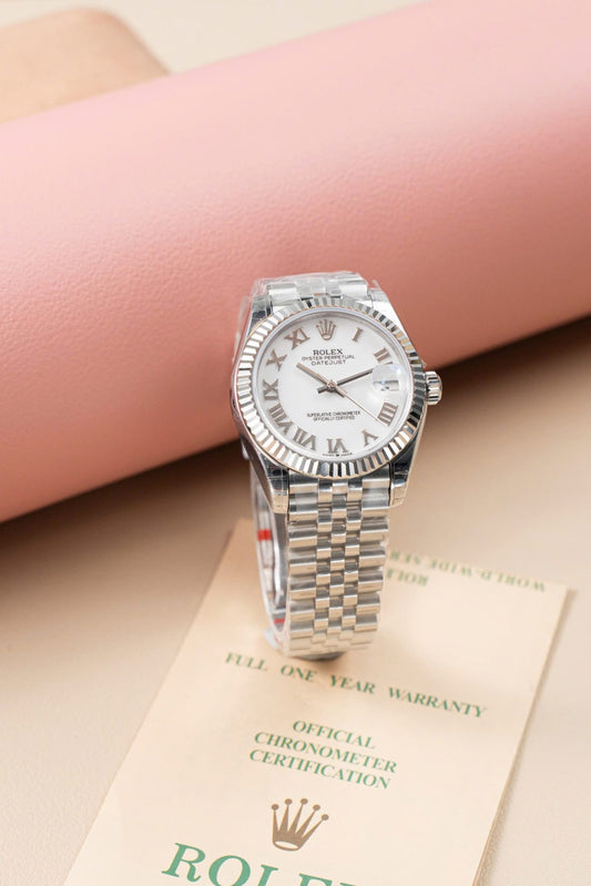 Rolex DateJust Lady Fake Watch White Dial Roman Numerals 31mm Clone