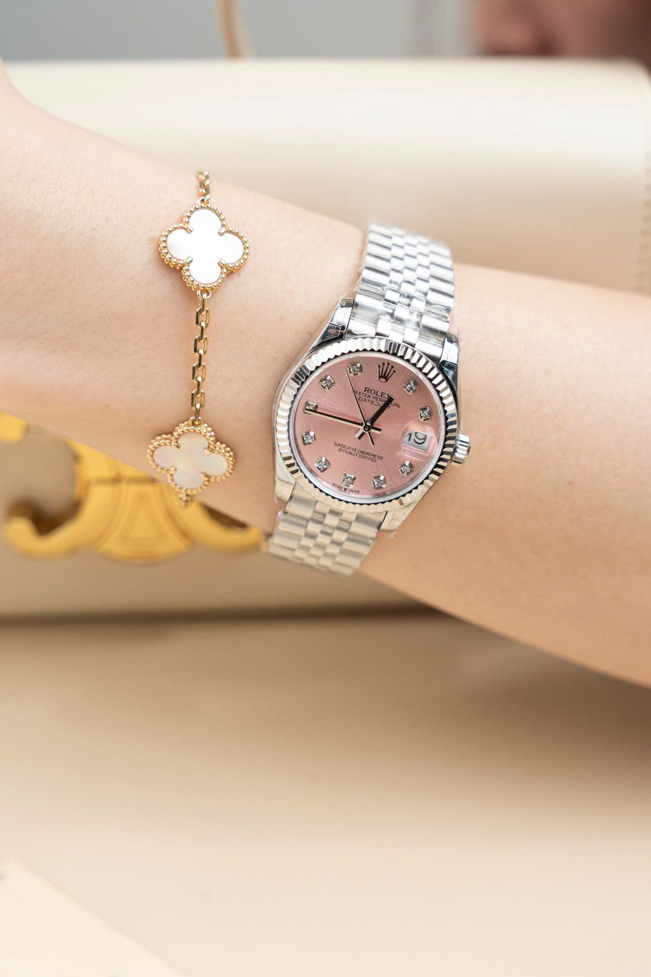 Rolex DateJust Lady Replica Watch Pink Dial Jubilee Strap 31mm Clone
